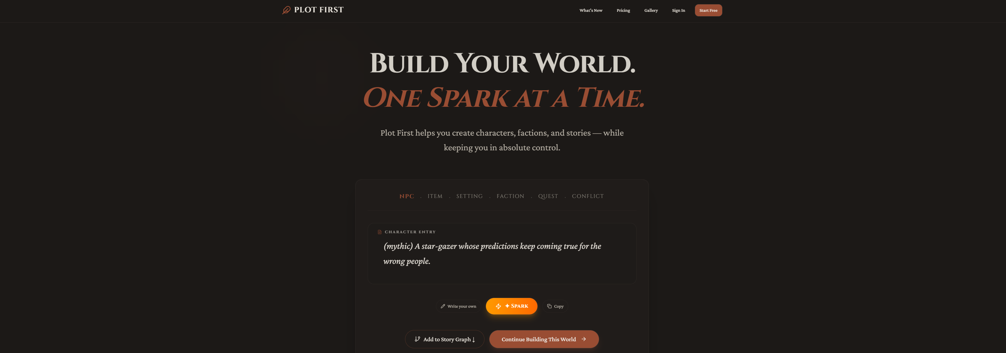 PlotFirst app screenshot